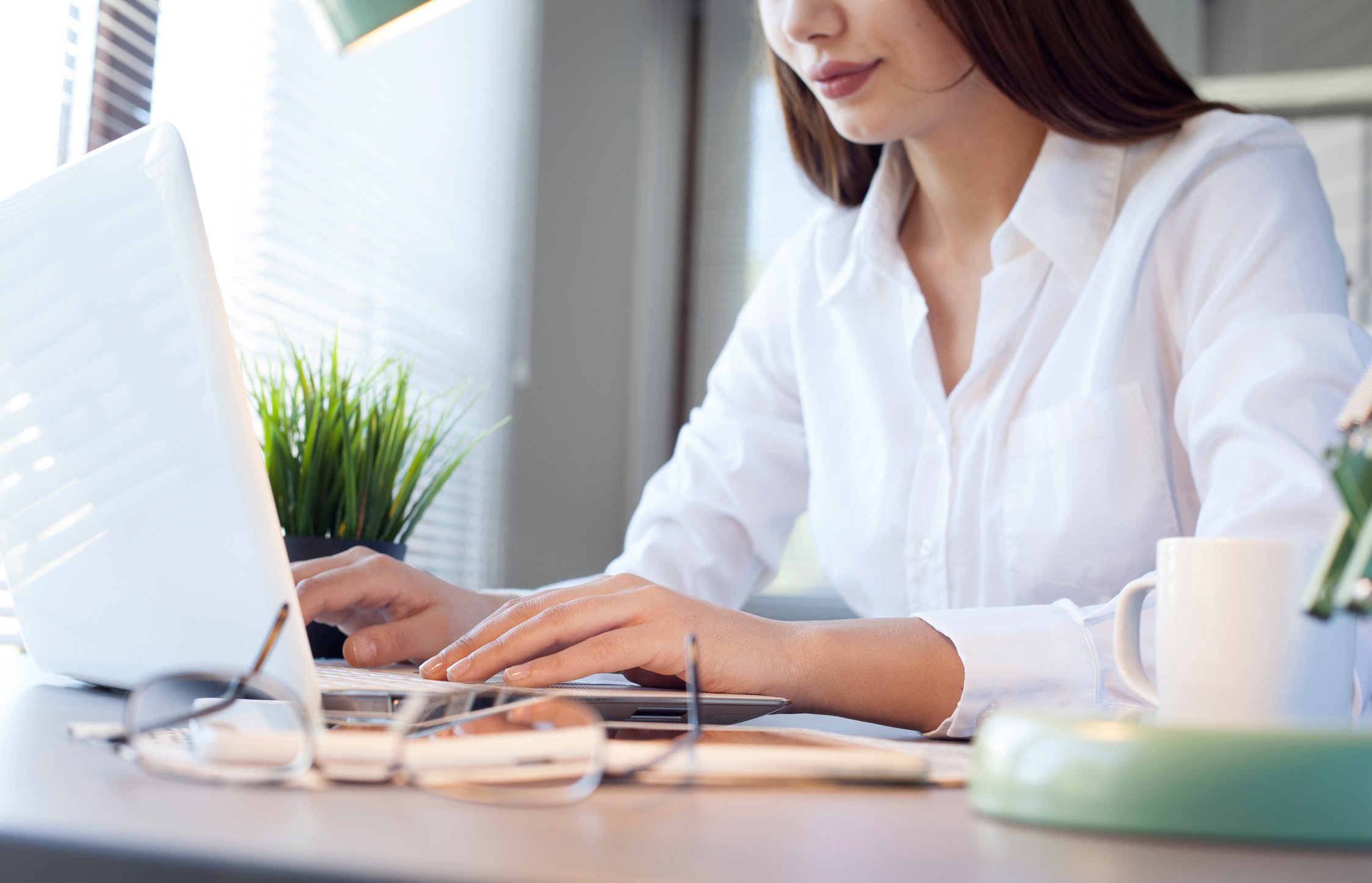 Businesswoman working on computer